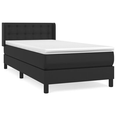 vidaXL Κρεβάτι Boxspring με Στρώμα Μαύρο 100x200εκ.από Συνθετικό Δέρμα