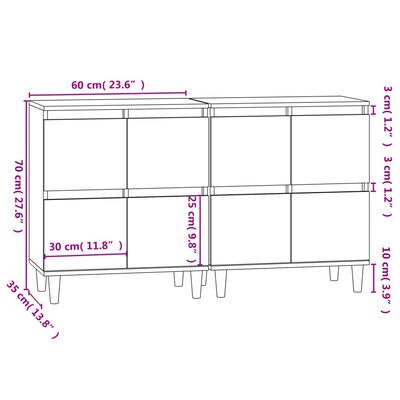 vidaXL Ντουλάπια 2 τεμ. Sonoma Δρυς 60x35x70 εκ. Επεξεργασμένο Ξύλο