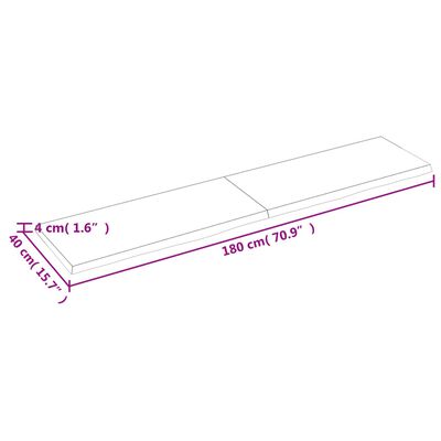 vidaXL Πάγκος Μπάνιου Σκούρο Καφέ 180x40x(2-4) εκ. Επεξεργ. Μασίφ Ξύλο