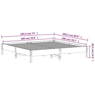 vidaXL Σκελετός Κρεβ. Χωρίς Στρώμα Καφέ Κεριού 180x200 εκ Μασίφ Πεύκο