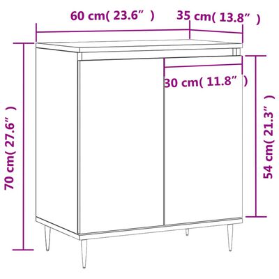 vidaXL Ντουλάπι Γκρι Σκυροδέματος 60x35x70 εκ. Επεξεργασμένο Ξύλο