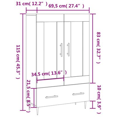 vidaXL Ντουλάπα Sonoma Δρυς 69,5 x 31 x 115 εκ. από Επεξεργασμένο Ξύλο