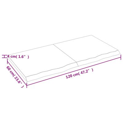 vidaXL Επιφ Τραπεζιού Αν Καφέ 120x60x(2-4)εκ. Επεξ. Μασίφ Ξύλο Δρυός