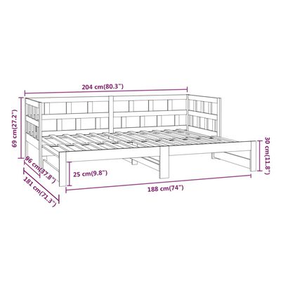 vidaXL Καναπές Κρεβάτι Συρόμενος Γκρι 2x(90x200) εκ. από Μασίφ Πεύκο