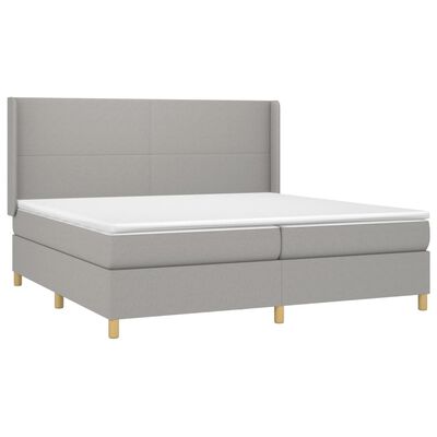 vidaXL Κρεβάτι Boxspring με Στρώμα Ανοιχτό Γκρι 200x200 εκ. Υφασμάτινο