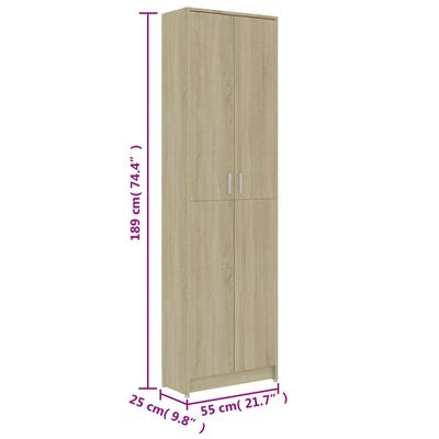 vidaXL Ντουλάπα Διαδρόμου Sonoma Δρυς 55 x 25 x 189 εκ. Επεξ. Ξύλο