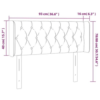 vidaXL Κεφαλάρι Κρεβατιού LED Σκούρο Καφέ 93x16x78/88 εκ. Υφασμάτινο