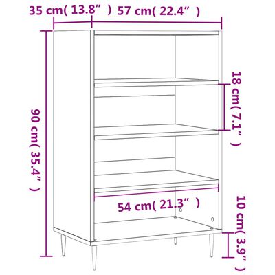 vidaXL Ραφιέρα Λευκή 57 x 35 x 90 από Επεξεργασμένο Ξύλο