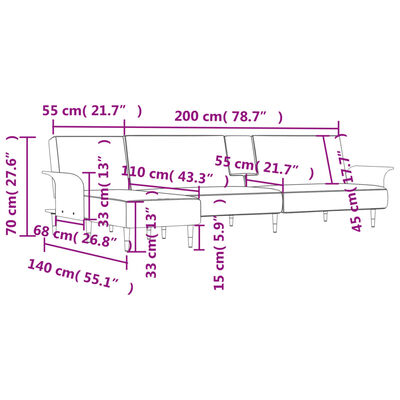 vidaXL Καναπές Κρεβάτι Γωνιακός Σκ. Γκρι 279 x 140 x 70 εκ. Βελούδινος