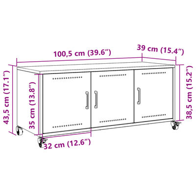 vidaXL Έπιπλο Τηλεόρασης Ανθρακί 100,5x39x43,5εκ. Ατσάλι Ψυχρής Έλασης