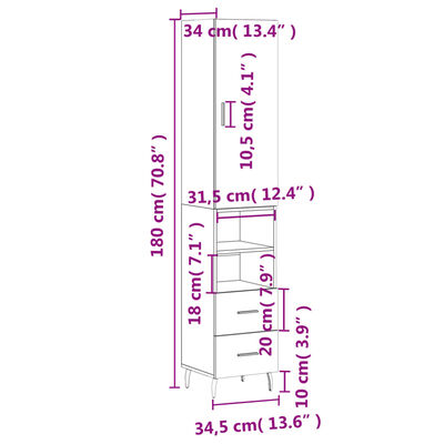 vidaXL Ντουλάπι Καπνιστή δρυς 34,5x34x180 εκ. από Επεξεργασμένο Ξύλο