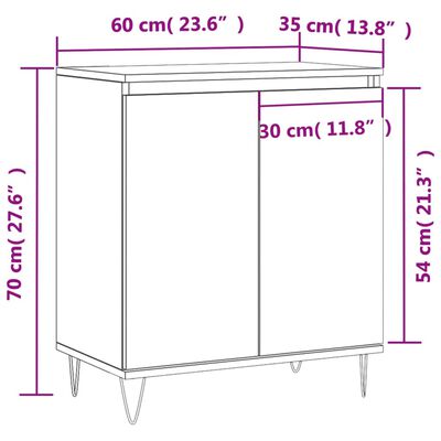 vidaXL Ντουλάπι Γκρι Sonoma 60x35x70 εκ. από Επεξεργασμένο Ξύλο