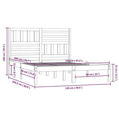 vidaXL Πλαίσιο Κρεβατιού 120 x 200 εκ. από Μασίφ Ξύλο Πεύκου