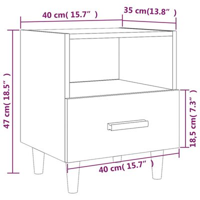 vidaXL Κομοδίνα 2 τεμ. Γκρι Sonoma 40 x 35 x 47 εκ.