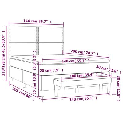 vidaXL Κρεβάτι Boxspring με Στρώμα Taupe 140x200 εκ. Υφασμάτινο