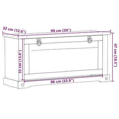 vidaXL Παπουτσοθήκη Corona 99x32x47 εκ. από Μασίφ Ξύλο Πεύκου