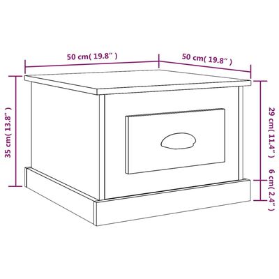 vidaXL Τραπεζάκι Σαλονιού Καφέ Δρυς 50x50x35 εκ. Επεξεργασμ. Ξύλο