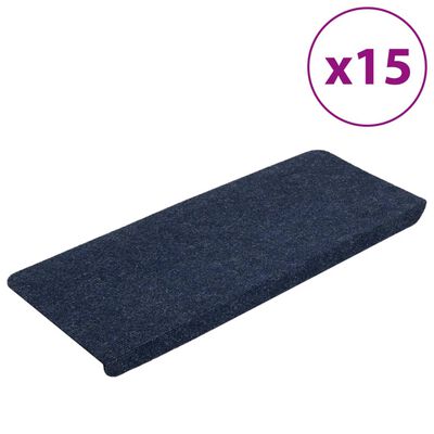 vidaXL Πατάκια Σκάλας Αυτοκόλλητα 15 τεμ. Μπλε 65x24,5x3,5 εκ.