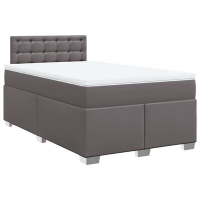 vidaXL Κρεβάτι Boxspring με Στρώμα Γκρι 120x190εκ. από Συνθετικό Δέρμα