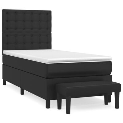 vidaXL Κρεβάτι Boxspring με Στρώμα Μαύρο 80 x 200 εκ. Συνθετικό Δέρμα