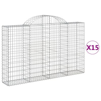 vidaXL Συρματοκιβώτια Τοξωτά 15 τεμ. 200x30x120/140 εκ. Γαλβαν. Ατσάλι