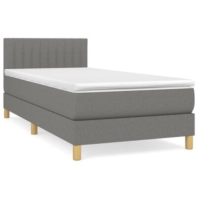 vidaXL Κρεβάτι Boxspring με Στρώμα Σκούρο Γκρι 80x200 εκ. Υφασμάτινο