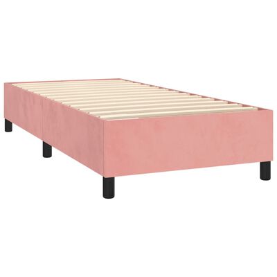 vidaXL Κρεβάτι Boxspring με Στρώμα Ροζ 90x190 εκ. Βελούδινο