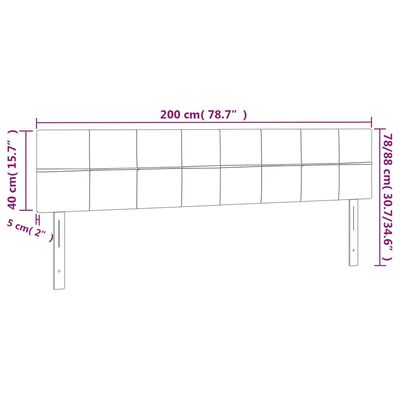 vidaXL Κεφαλάρι Κρεβατιού LED Μαύρο 200x5x78/88 εκ. Βελούδινο