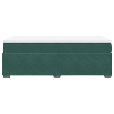 vidaXL Κρεβάτι Boxspring με Στρώμα Σκούρο Πράσινο 90x190 εκ. Βελούδινο