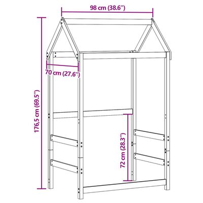 vidaXL Οροφή Κρεβατιού Παιδική Λευκό 98x70x176,5 εκ. Μασίφ Ξύλο Πεύκου