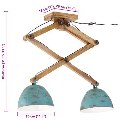 vidaXL Φωτιστικό Οροφής 25 W Αντικέ Μπλε 29x18x85 εκ. Ε27