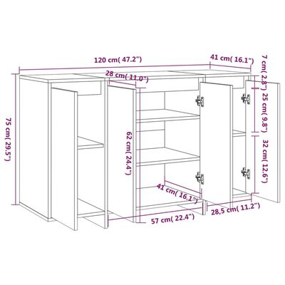 vidaXL Βοηθητικό Ντουλάπι Καπνιστή Δρυς 120x41x75εκ Επεξεργασμένο Ξύλο