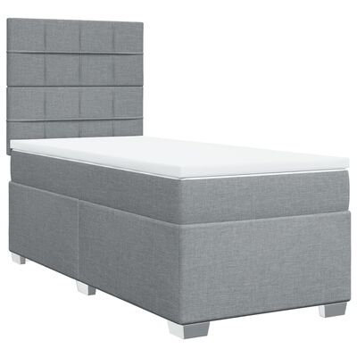 vidaXL Κρεβάτι Boxspring με Στρώμα Ανοιχτό Γκρι 80x200 εκ. Υφασμάτινο