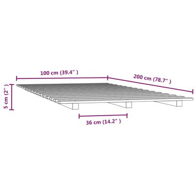 vidaXL Πλαίσιο Κρεβατιού 100 x 200 εκ. από Μασίφ Ξύλο Πεύκου