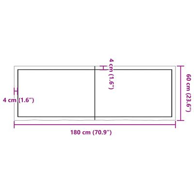 vidaXL Πάγκος Μπάνιου 180x60x(2-4) εκ. από Ακατέργαστο Μασίφ Ξύλο