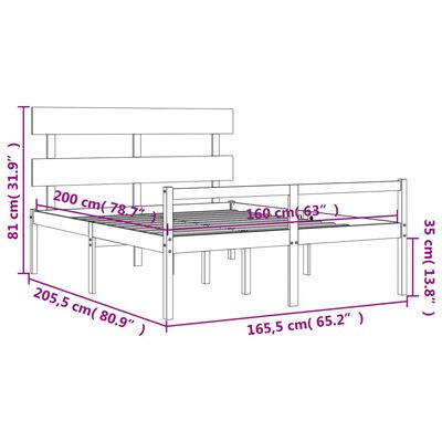 vidaXL Κρεβάτι Ηλικιωμένου με Κεφαλάρι 160 x 200 εκ. από Μασίφ Ξύλο