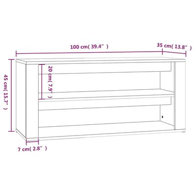 vidaXL Παπουτσοθήκη Καφέ Δρυς 100x35x45 εκ. Επεξεργασμένο Ξύλο