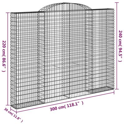 vidaXL Συρματοκιβώτια Τοξωτά 5 τεμ. 300x30x220/240 εκ. Γαλβαν. Ατσάλι