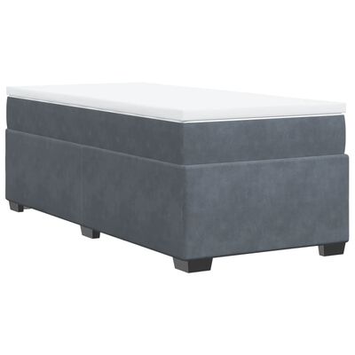 vidaXL Κρεβάτι Boxspring με Στρώμα Σκούρο Γκρι 100x200 εκ. Βελούδινο