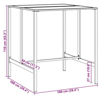 vidaXL Τραπέζι Μπαρ Μαύρο 100x100x110 εκ. Ατσάλι με Ηλ. Βαφή Πούδρας