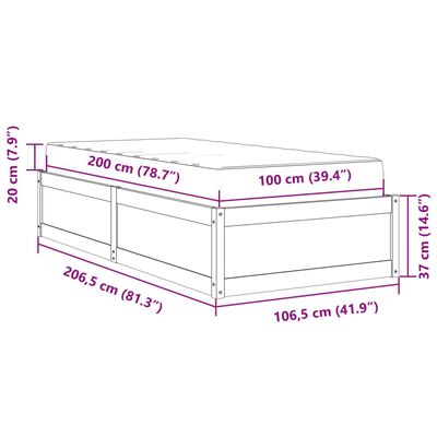 vidaXL Κρεβάτι με Στρώμα Λευκό 100x200 εκ Μασίφ Ξύλο Πεύκου