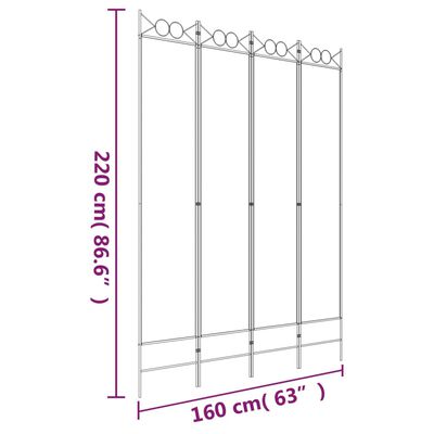 vidaXL Διαχωριστικό Δωματίου με 4 Πάνελ Λευκό 160x220 εκ. Υφασμάτινο