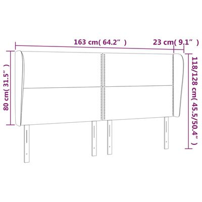 vidaXL Κεφαλάρι με Πτερύγια Σκούρο Γκρι 163x23x118/128 εκ. Βελούδινο