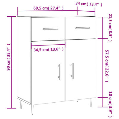 vidaXL Ντουλάπι Καπνιστή Δρυς 69,5 x 34 x 90 εκ. Επεξεργασμένο Ξύλο