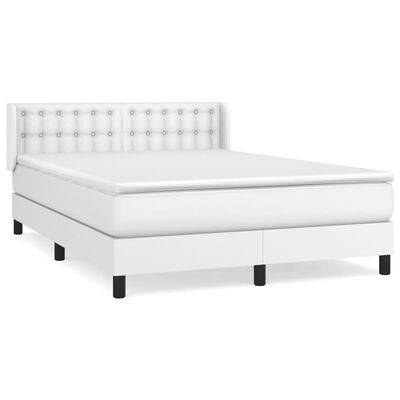 vidaXL Κρεβάτι Boxspring με Στρώμα Λευκό 140x200εκ.από Συνθετικό Δέρμα