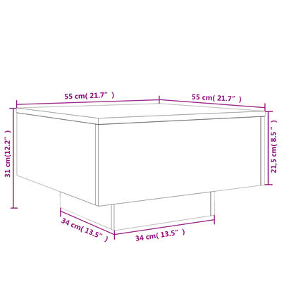 vidaXL Τραπεζάκι Σαλονιού με Φώτα LED Λευκό 55x55x31 εκ.