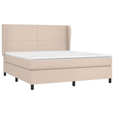 vidaXL Κρεβάτι Boxspring με Στρώμα Καπουτσίνο 180x200 εκ. Συνθ. Δέρμα