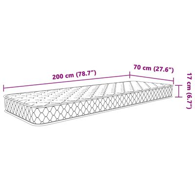 vidaXL Στρώμα με Αφρό Μνήμης Λευκό 70x200x17 εκ.