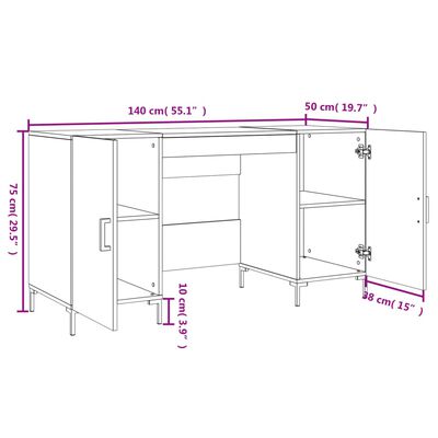 vidaXL Γραφείο Sonoma Δρυς 140 x 50 x 75 εκ. από Επεξεργασμένο Ξύλο