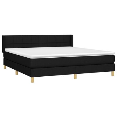 vidaXL Κρεβάτι Boxspring με Στρώμα Μαύρο 180x200 εκ. Υφασμάτινο